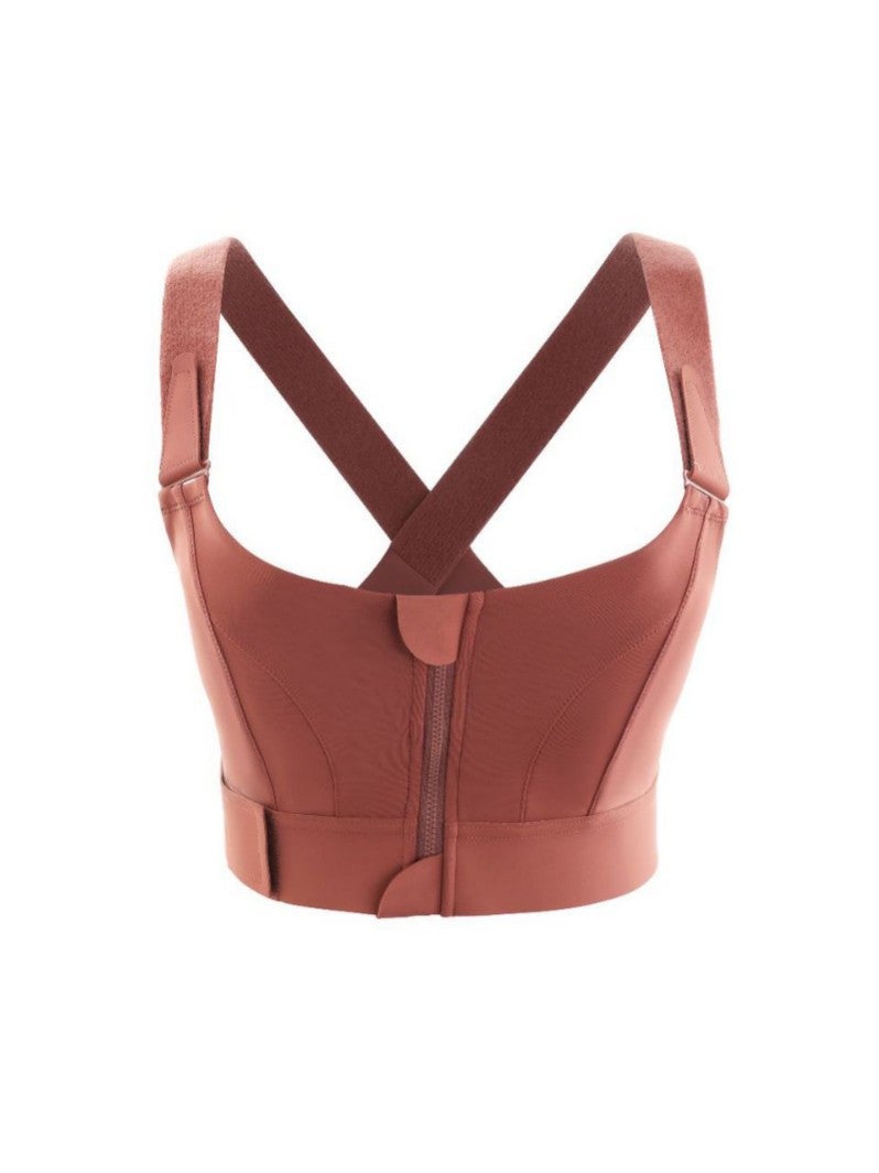 Velcro Adjustable Sports Bra Front Zipper High Strength Shockproof Women'S Large Size Fitness Breathable Underwear - Image 3